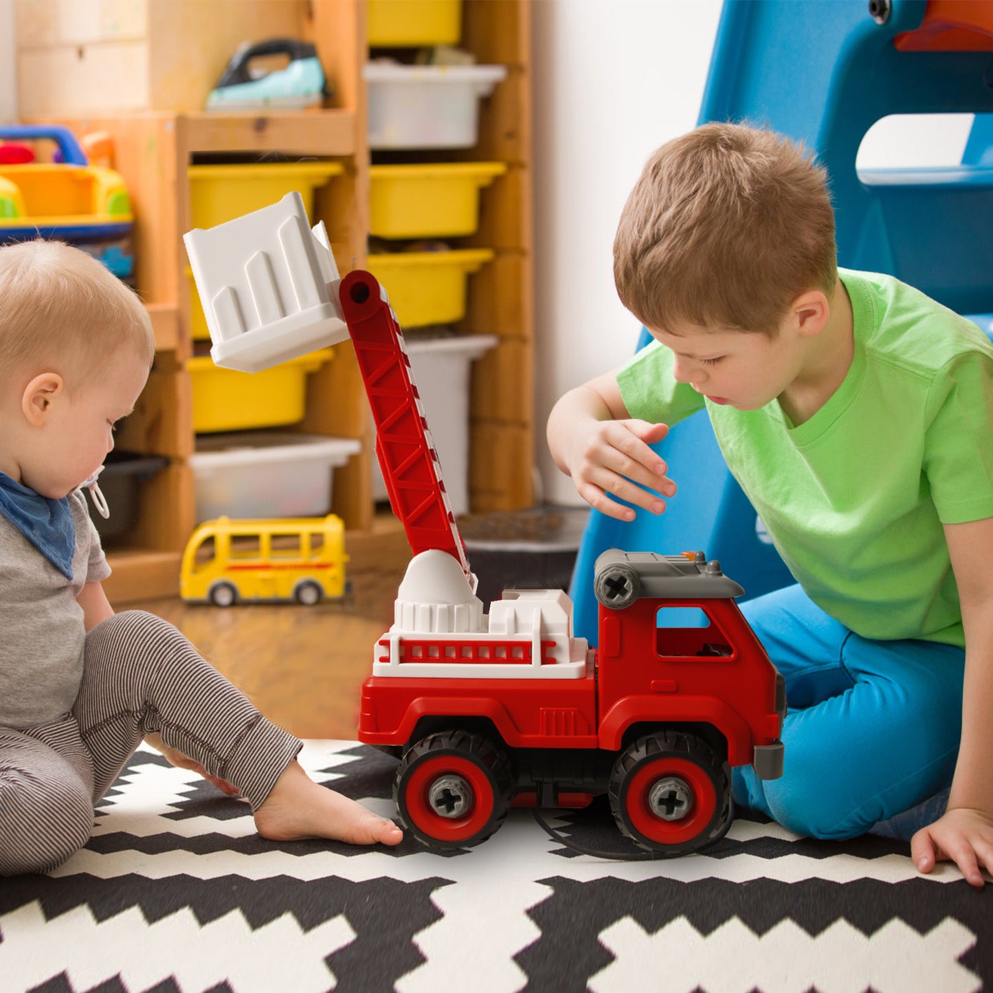 DOUBLE E Remote-Controlled Truck Assembly Fire Truck - Toytwist