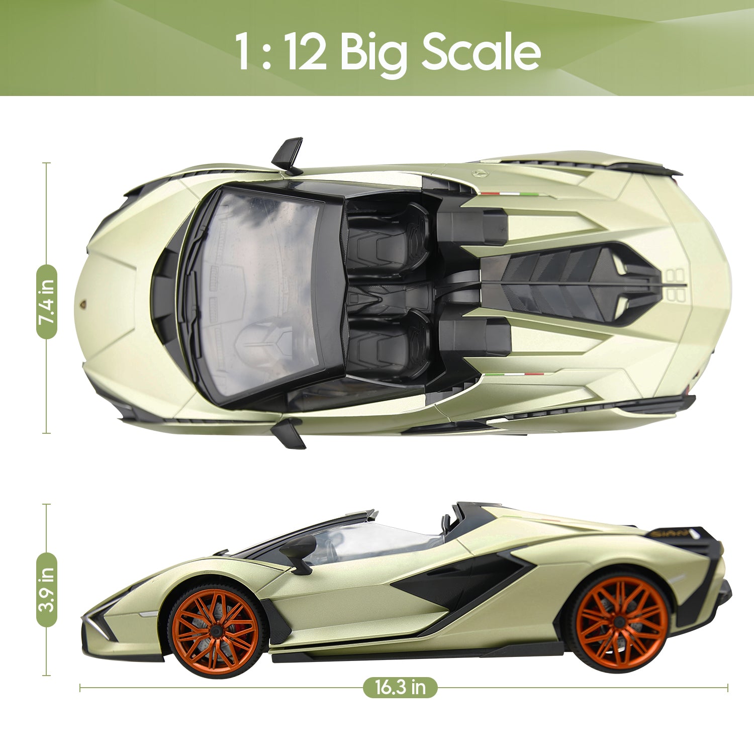 1:12 green big scale rc car lamborghini