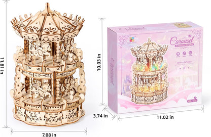 MIEBELY 3D Wooden Puzzles Carousel Music Box - Toytwist