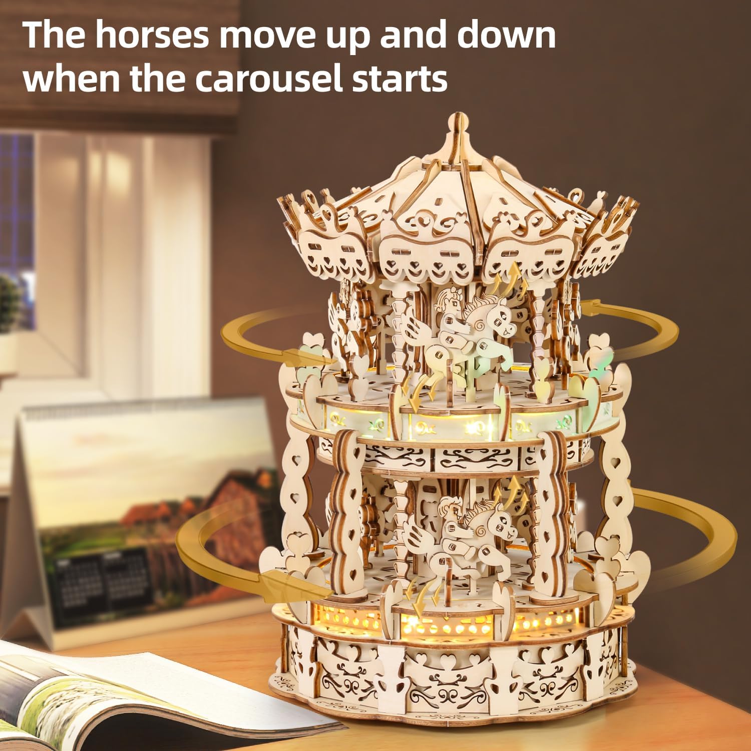 MIEBELY 3D Wooden Puzzles Carousel Music Box - Toytwist