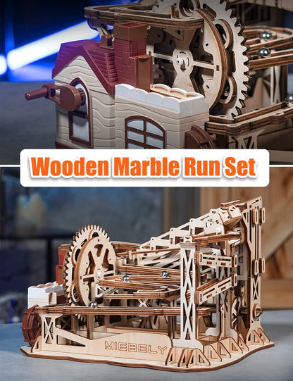 MIEBELY Electrical 3D Wooden Puzzles Adults DIY Marble Run Model