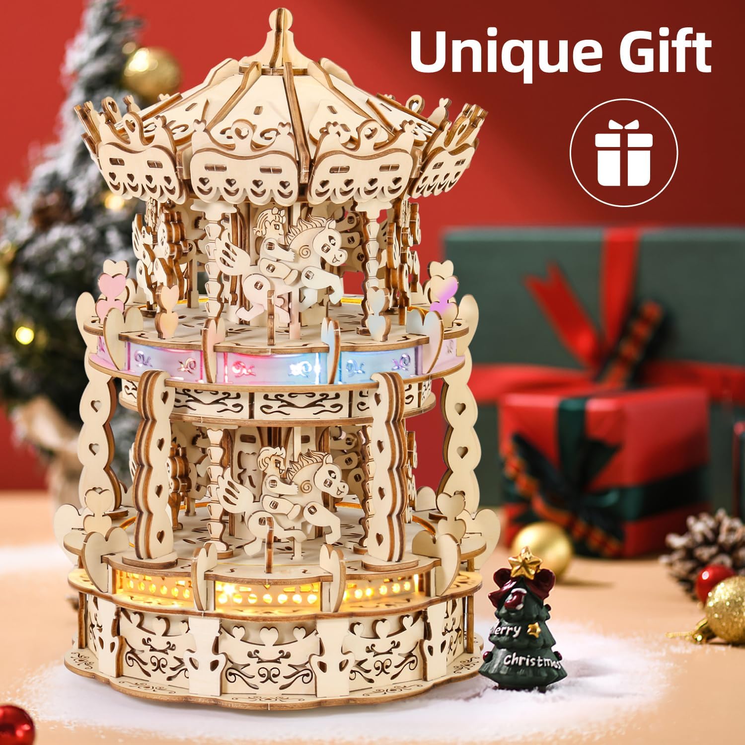 3D Wooden Puzzles Carousel Music Box - Toytwist